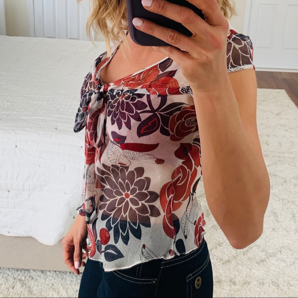 Parameter Anthropologie Sheer Boho Floral Top